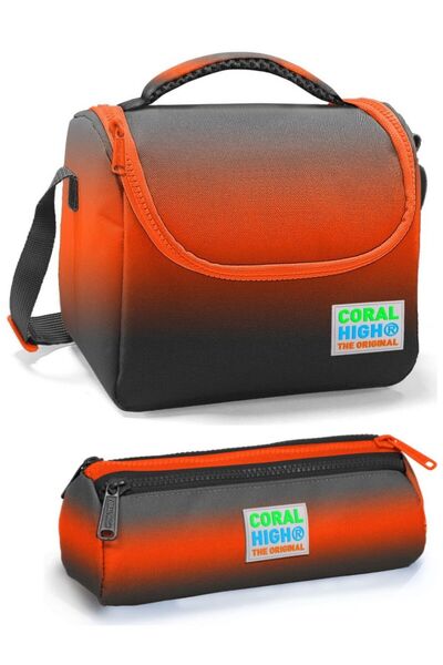 Coral High Siyah Turuncu Erkek Çocuk Beslenme Çantası Seti