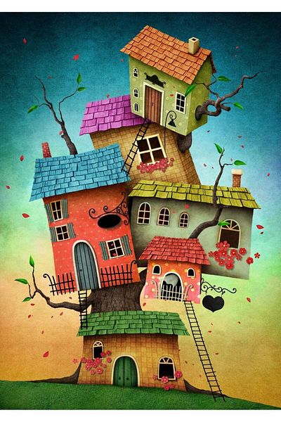Nova Puzzle Nova 2x1000 Piece Fantastic Homes and Book Street Puzzle Set