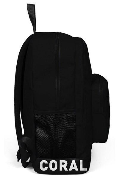 Coral High Logo Embroidered Black Junior, High School and Daily Backpack (WITH USB AND AUX SOCKET)