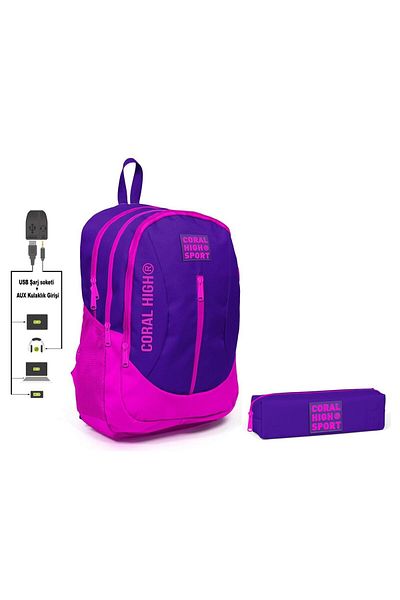 Coral High Set rucsac și suport stilou Sport violet roz