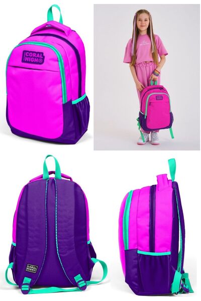 Coral High Primary School Bag Set Pink Purple Girl's School Bag Set