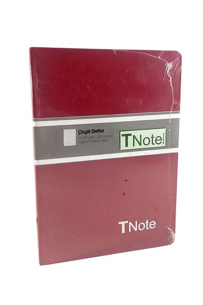 TNote دفتر ملاحظات أحمر كلاريت مخطط مقاس 17 × 24 سم