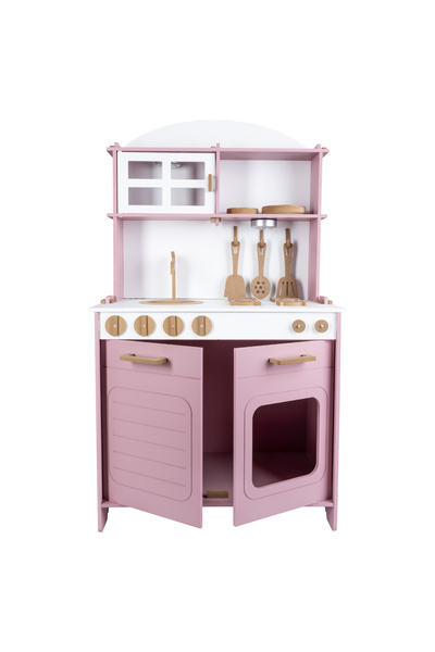 HOBBY HOUSE Ahşap Eğitici Oyuncak Montessori Boyalı Mutfak Seti 1 Led Aydınlatma Hediyeli