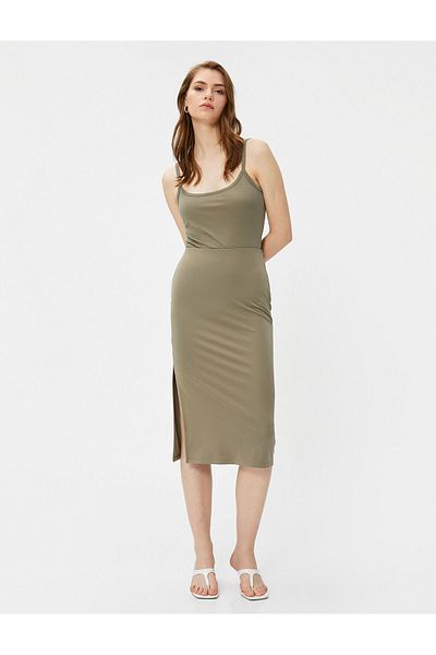 Koton Modal Blend Strappy Slim Fit sportovec s výstřihem do U