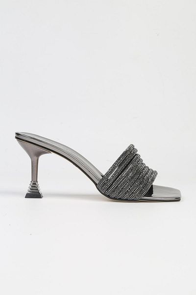 Pierre Cardin ® |   PC-53045- πλατινένιος καθρέφτης-Γυναικείες παντόφλες με τακούνι