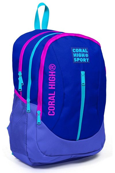 Coral High Sport Navy Blue Pink School and Daily Backpack - Four Compartments - With USB and Aux Socket