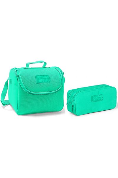 Yaygan Coral High Lunch Box and Pen Holder Set - Green - Girl