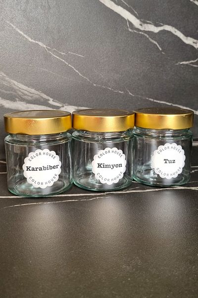color house 20 Pieces Gold Cap - Glass Spice Rack 255 Cc & 4 Pieces V Model Stand Plexiglass 45*10cm
