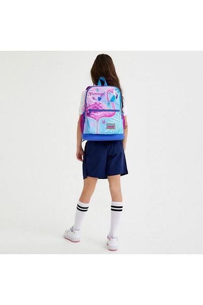 Coral High Set de geanți de școală din 2 piese cu model flamingo roz lavandă pentru copii - fetiță