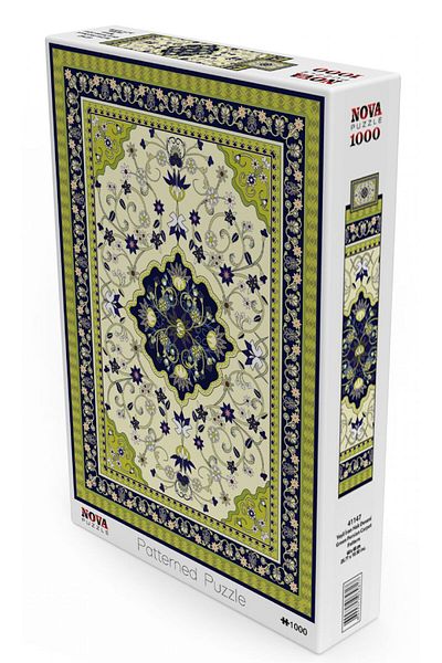 Nova Puzzle 1000 Piece Green Iranian Carpet Pattern Puzzle