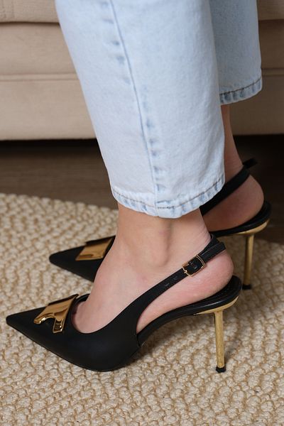 Sibel Durmaz Mina Black Pointed Toe Stiletto Sandals