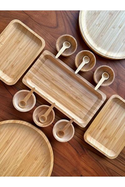 Bambum - Ikon 17 Piece Bamboo Breakfast Set - Breakfast Set for 2 People