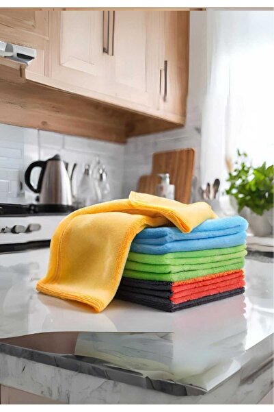 furny 12 Adet Mikrofiber Süper Emici Mikrofiber Kurulama Bezi Cam Bezi Mutfak Bezi Temizlik Bezi Renkli