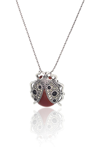 Midyat Nurtaş Gümüş Akik ve Markazit Taşlı Gümüş  Kolye ve Broş 201022878