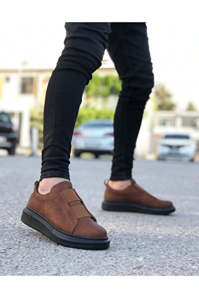 TUGERDİ Tugerdi Thick High Sole Double Tape Tan Black Men's Sports Shoes Tge230457