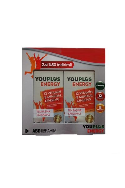 Youplus Energy 12 Vitamin 8 Mineral Ginseng 30 Tablets Double Advantage Package