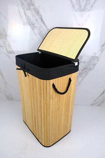Digithome Kahverengi Dikdörtgen Bambu Çamaşır Sepeti Naturel CL-6002-8 C1-1-121 60 x 40 Bambu 31 L +