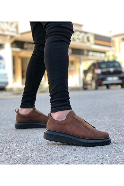 TUGERDİ Tugerdi Thick High Sole Double Tape Tan Black Men's Sports Shoes Tge230457