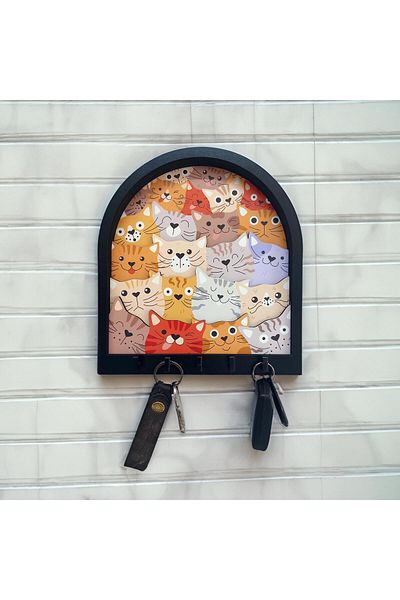 CajuArt Colorful Cats Layered Frame Wall Hanger - Keychain