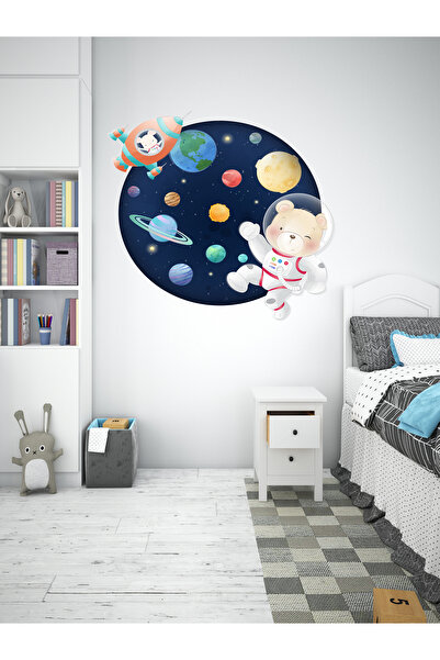 MAARS Astronot Ayıcık Desenli Bebek Çocuk Odası Duvar Sticker'ı - Gökyüzü Ve ...