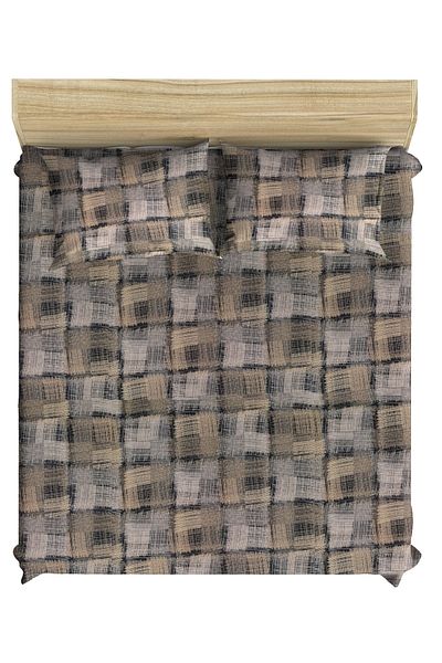 makiteks Комплект чаршафи с двоен фитнес, памук, полипамук, цветно каре 160x200 + 2*(50x70) с висок ръб