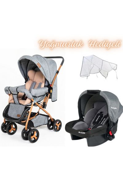 Ünal Two Koalas Keten Gold Seyahat Sistem Bebek Arabası Yağmurluk Hediyeli