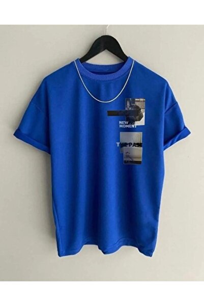 ORLONTEX Унисекс тениска Saks Blue с щампи New Moment