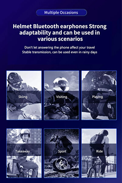 TECHNOMEN Motor Kurye Bluetooth Motosiklet Kask Kulaklığı Otomatik Cevaplama Su Geçirmez Kulaklık