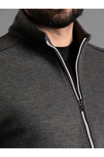 ZEKİ ÖZER MEN'S ANTHRACITE RUBED CARDIGAN