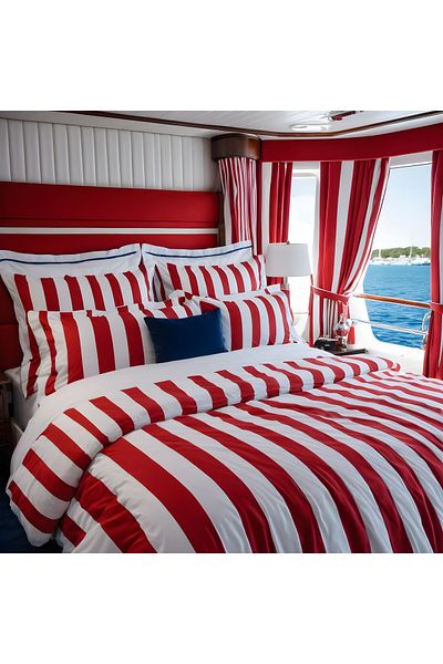 Helen George Back To Basics - Red Striped Double Bedding Set