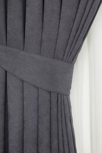 TülEvi Anthracite Gray Honeycomb Velvet Textured Island Background Curtain with Flat Stitching Extraforce Gathering 1st Class Quality