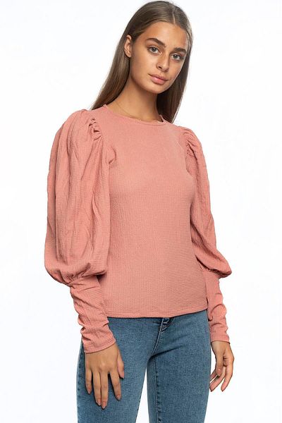Miss Murem Balloon Sleeve Wrap Blouse-Dried Rose