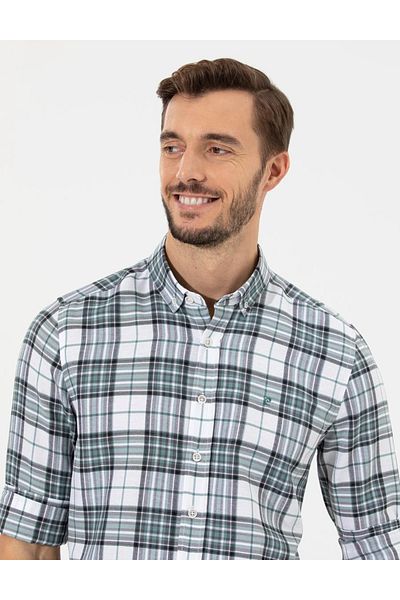 Pierre Cardin Μακρυμάνικο πουκάμισο Water Green Slim Fit
