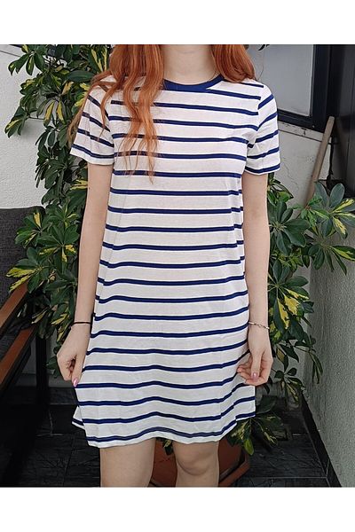 Kübra Tekstil 2348 Cool Tricou Decolteu Crew Bumbac Pieptănat Mini Mânecă Scurtă 100% Bumbac Rochie-175