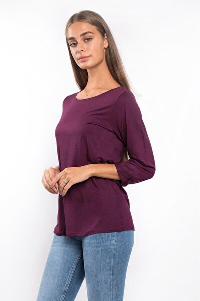 Miss Murem Buttoned Sleeve Melted Blouse-purple