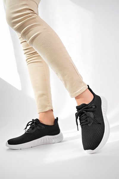 McDark Unisex Black White Sneakers Knitwear Sports Shoes