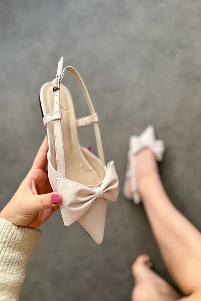 SHOEBELLAS Γυναικείες μπαλαρίνες Maage Beige Bow