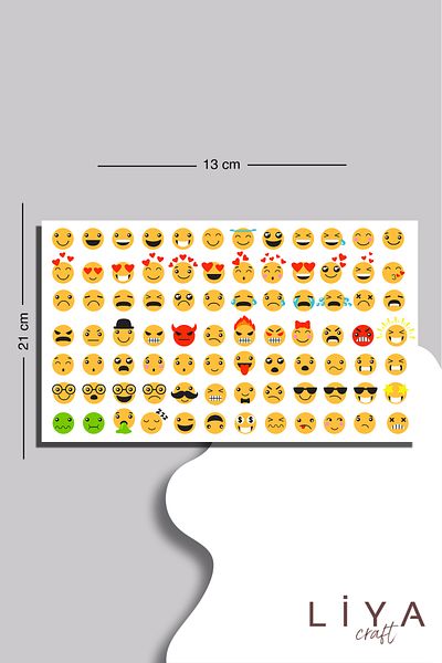 LiyaCraft مجموعة ملصقات Emoji مكونة من 80 قطعة في ورقة واحدة