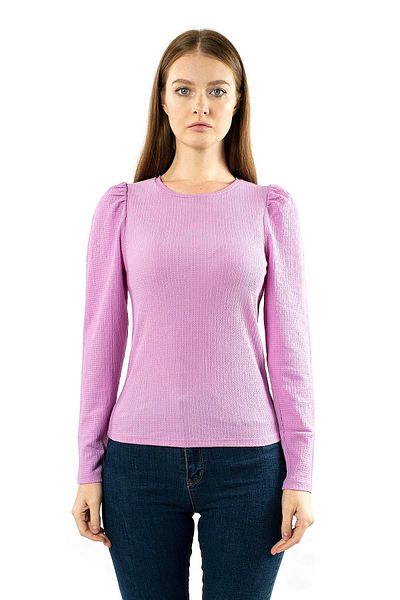 Miss Murem Watermelon Sleeve Seersucker Blouse-purple