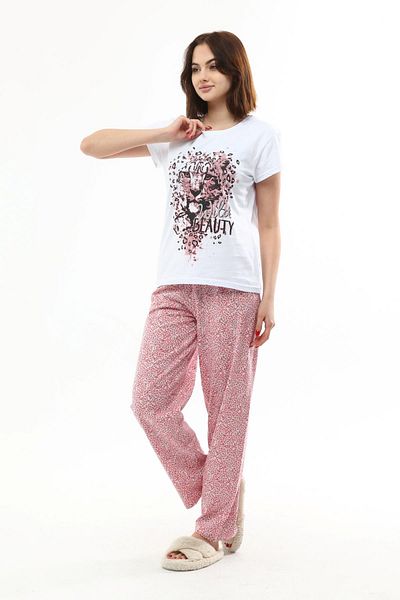 Miss Murem Set de pijamale cu imprimeu Wild Beauty-alb