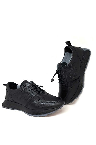 PUNTO Siyah Hakiki Deri Casual Ortopedik Ayakkabı