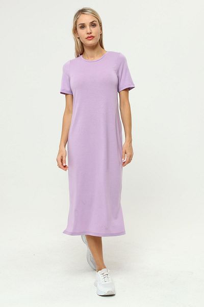 Miss Murem Slit Short Sleeve Dress-lilac