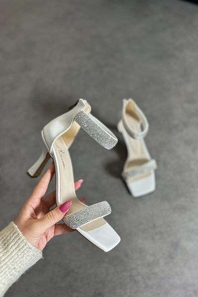 SHOEBELLAS Pantofi cu toc înalt de damă cu împrejmuire albă Siena