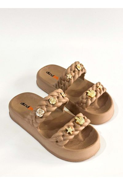Akınal Bella Akınalbella Mink Daily Traveling Eva Slippers με δύο αξεσουάρ ζώνης - Mink - 36
