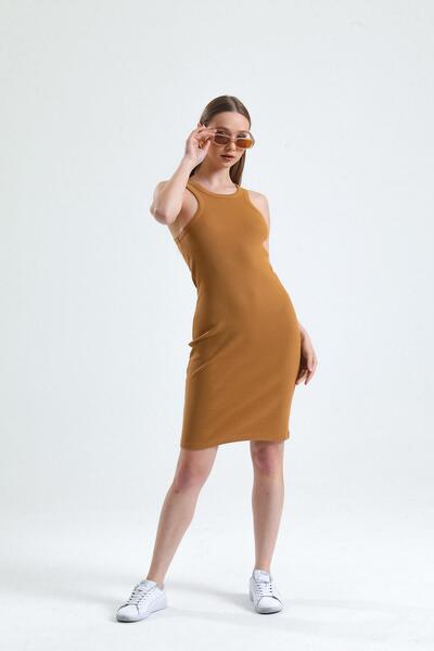 Miss Murem Halter Collar Camisole Dress-milk Brown