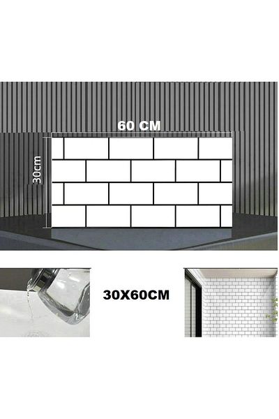 Renkli Duvarlar 60x30cm 1 bucată alb strălucitor cărămidă model adeziv rulotă prefabricat baie wc panou autocolant