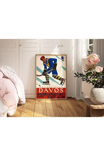 Pegziz Ελβετία Τουρνουά χόκεϊ επί πάγου Davos Αφίσα καλλιτεχνικής διαφήμισης ...