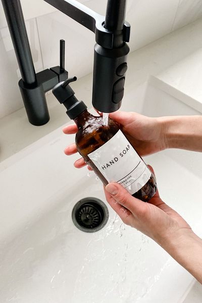 Atölye Merdiven Amber Glass Liquid Soap Μπουκάλι Απορρυπαντικό Πιάτων Διανομέας Σαπουνιού 500ml Διακοσμητικό