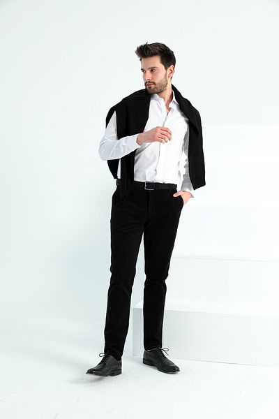 ModaPlaza Men's Slimfit Velvet Trousers