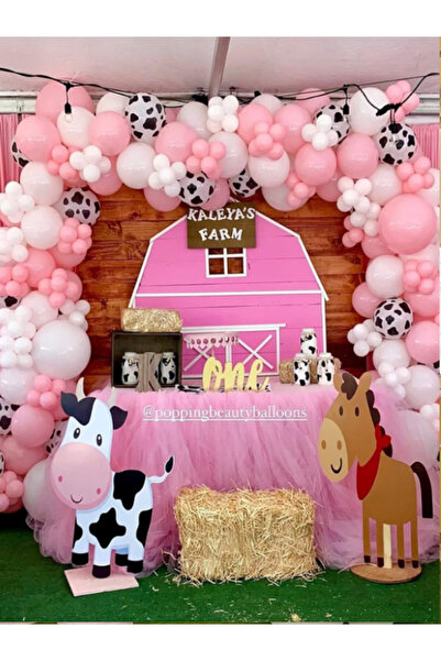 party mix Safari Balon Zincir Set 65'li | Çiftlik Doğum Günü Konsepti | Kız S...